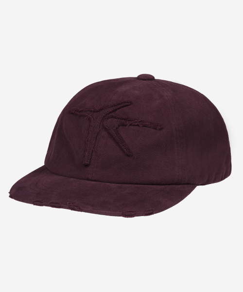DEV:12 ND Applique Graphic Flat Brim Ball Cap_Aubergine thumbnail 3