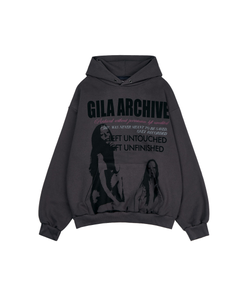 GILAARCHIVE TWICE GIRL OVER SIZE HOODED_CHARCOAL
