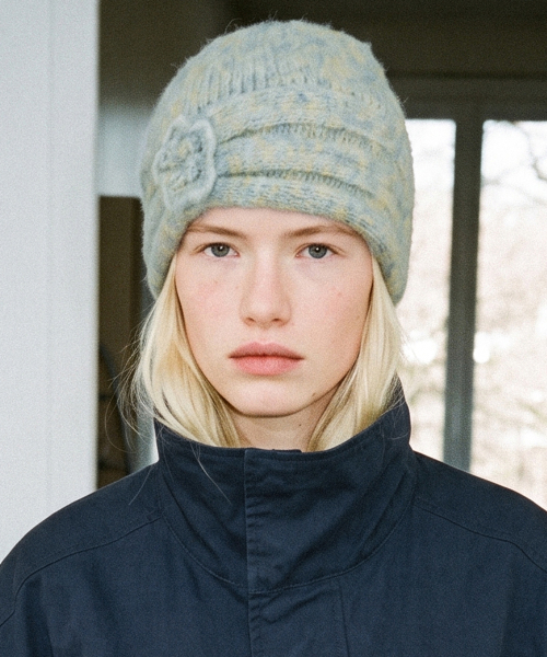 Flower Shirring Beanie (Light Blue) thumbnail 2