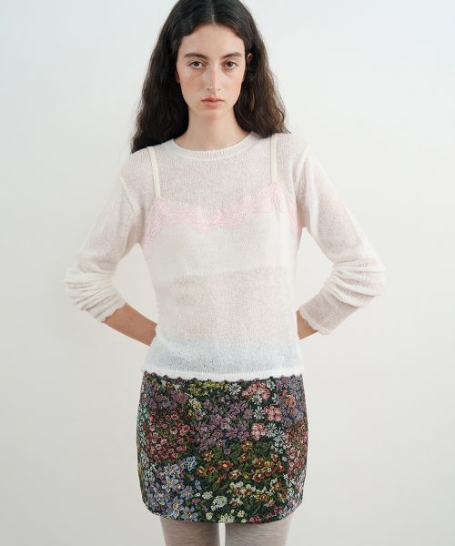 Lace Patch Sheer Knit (Ivory) thumbnail 2