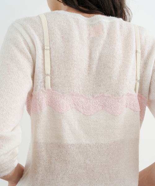 Lace Patch Sheer Knit (Ivory) thumbnail 3