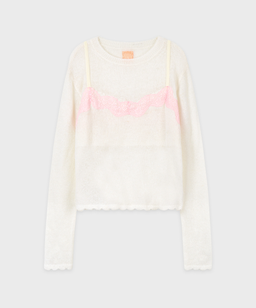 Lace Patch Sheer Knit (Ivory) thumbnail 4