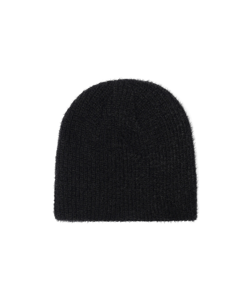 HAIRY METAL LOGO BEANIE - BLACK