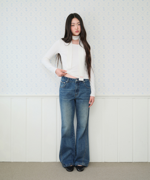 Classic Bootcut Denim Pants - Blue thumbnail 6