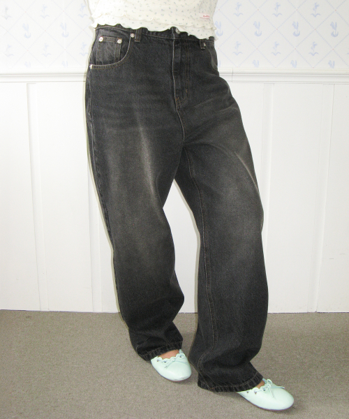 Classic Straight Denim Pants Black thumbnail 2