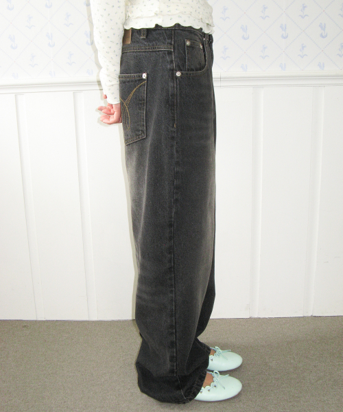 Classic Straight Denim Pants Black thumbnail 3
