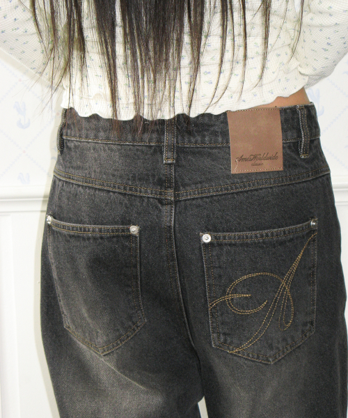 Classic Straight Denim Pants Black thumbnail 7