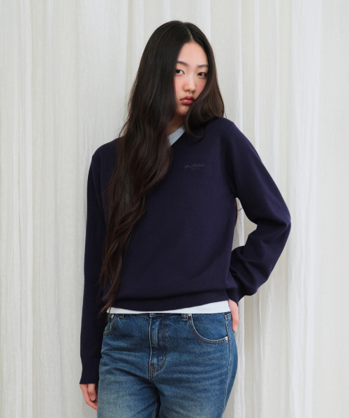 Classic Regular V-Neck Knit Navy thumbnail 7