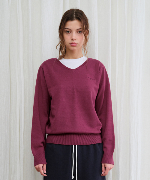 Classic Regular V-Neck Knit Purple thumbnail 4