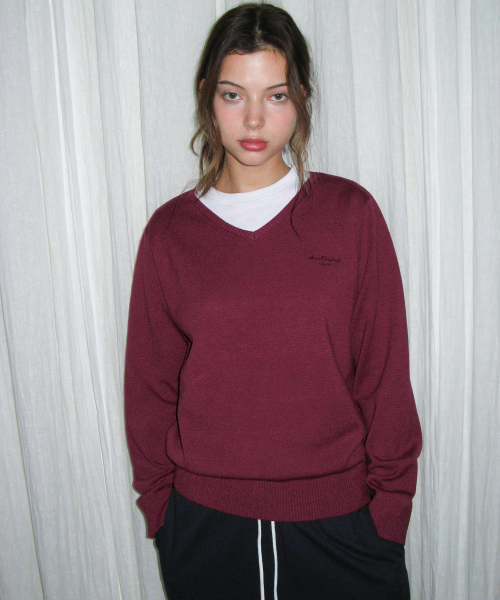 Classic Regular V-Neck Knit Purple thumbnail 2