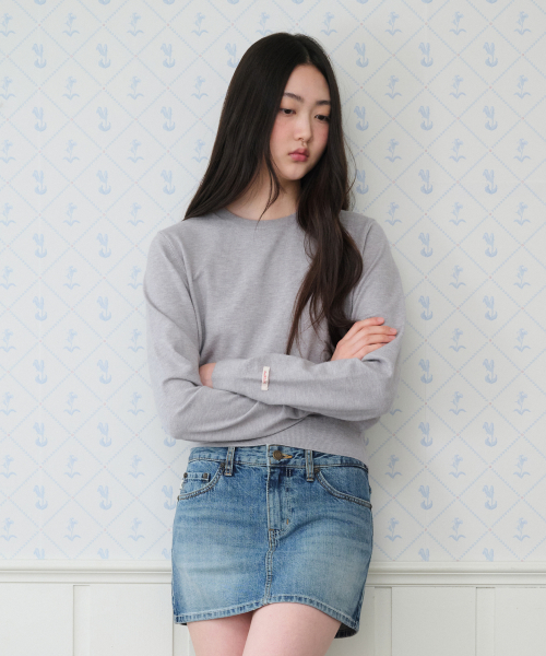 Classic Regular U-Neck Knit, Grey thumbnail 5