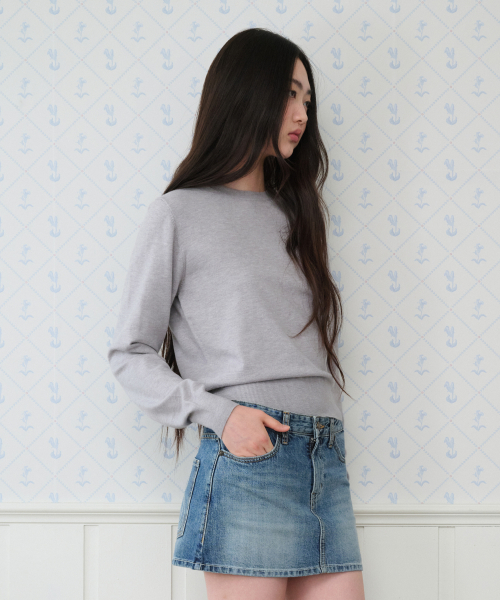 Classic Regular U-Neck Knit, Grey thumbnail 6