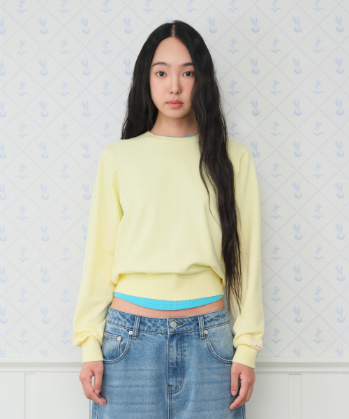 Classic Regular U-Neck Knit Yellow thumbnail 4