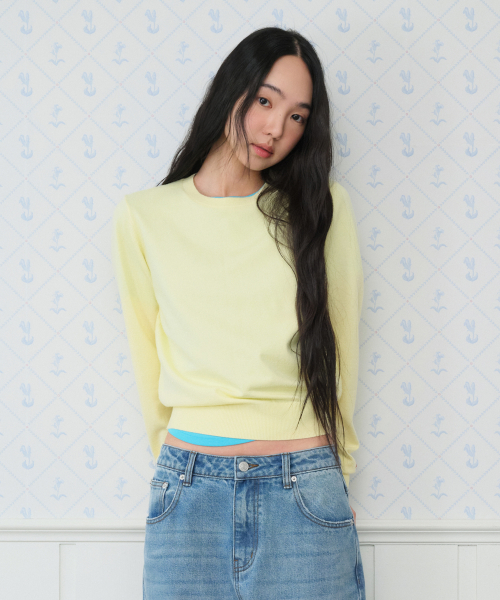 Classic Regular U-Neck Knit Yellow thumbnail 6