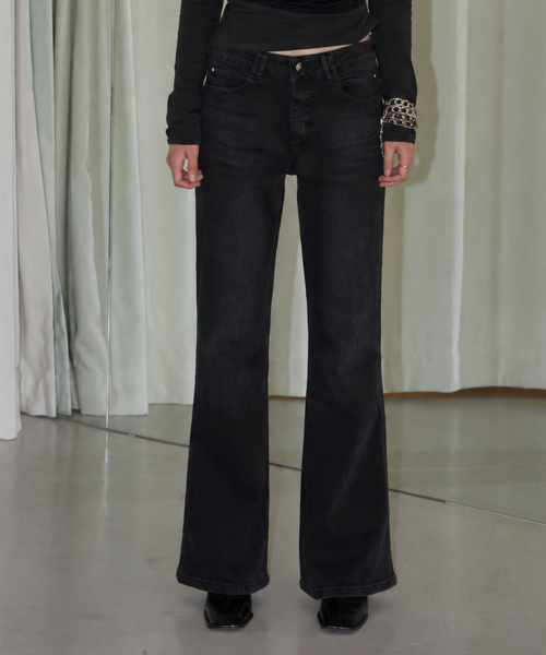 Vintage Black LOWLIZE Bootcut Denim Pants (Black) thumbnail 2