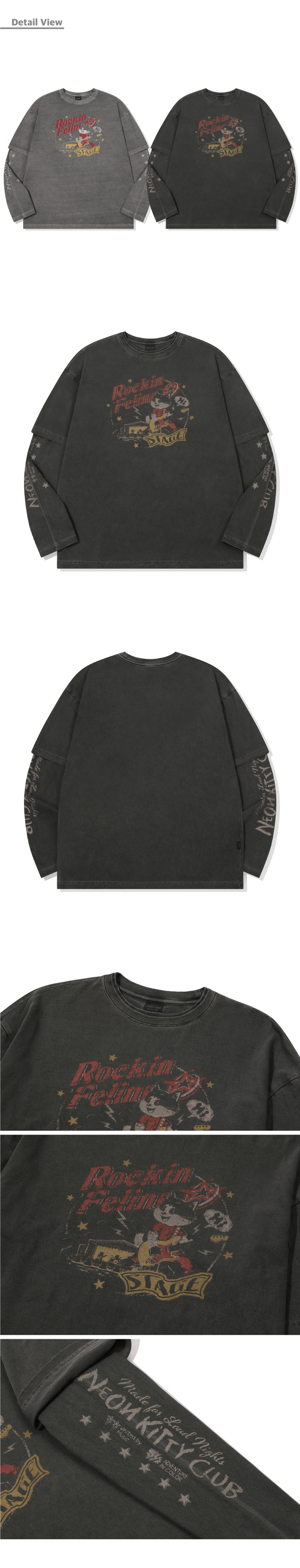 STAR CAT LAYERED PIGMENT LONG SLEEVE - 2 COLORS BLACK