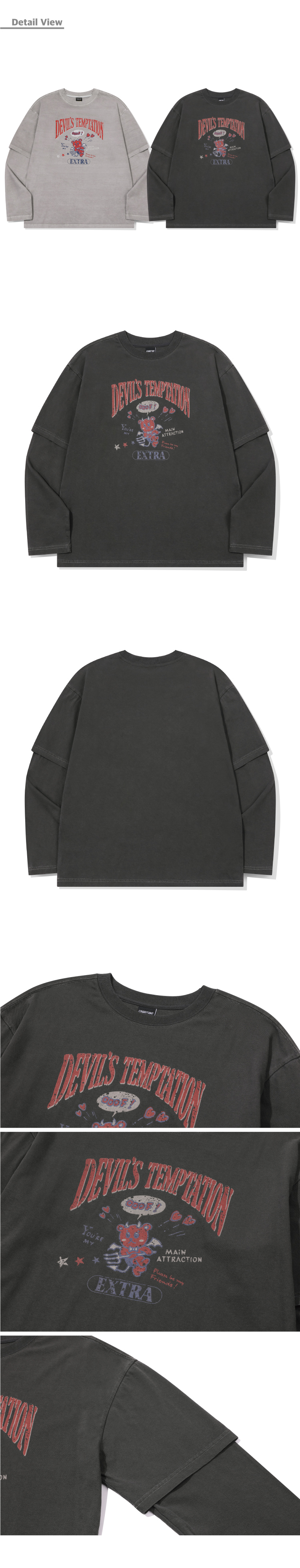 DEVIL BEAR LAYERED PIGMENT LONG SLEEVE - 2 COLORS SMOKE BLACK