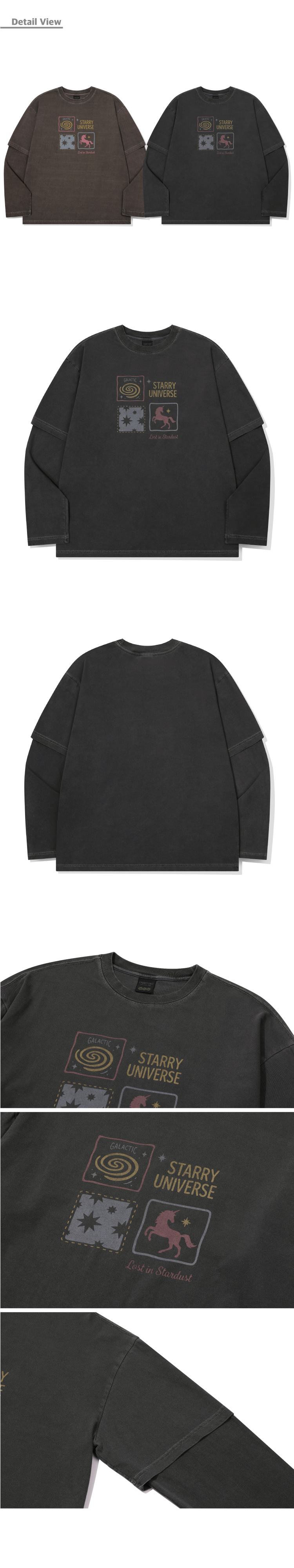 UNI STAR LAYERED PIGMENT LONG SLEEVE - 2 COLORS BLACK