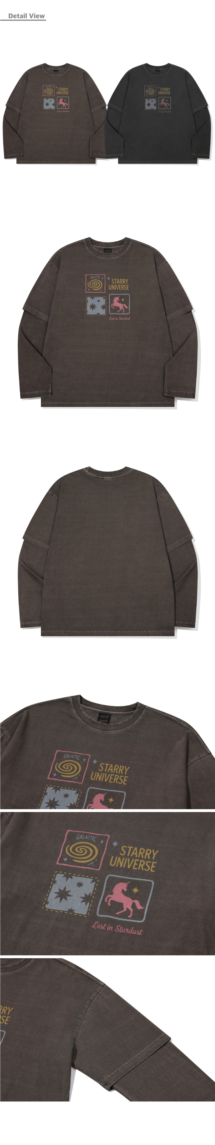 UNI STAR LAYERED PIGMENT LONG SLEEVE - 2 COLORS BROWN