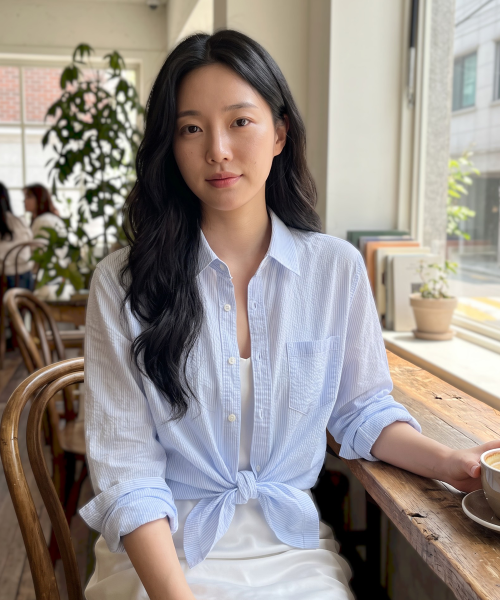 [Women's] Daily Pinstripe Relax Long Sleeve Shirts (2 Colors) thumbnail 11