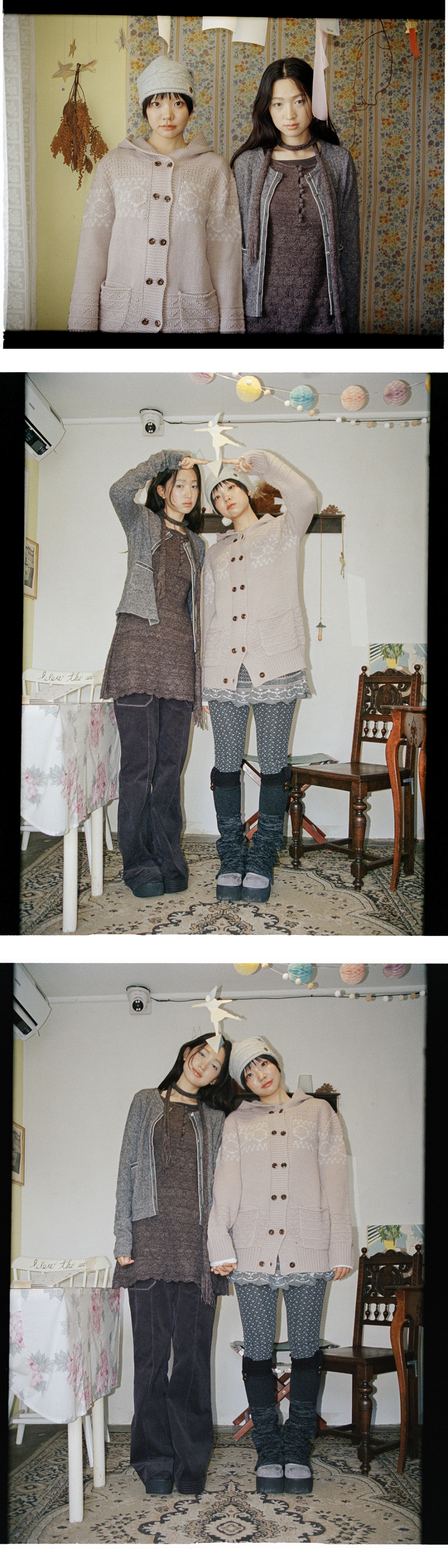TRIM POINTELLE KNIT CARDIGAN - 2 COLORS CHARCOAL