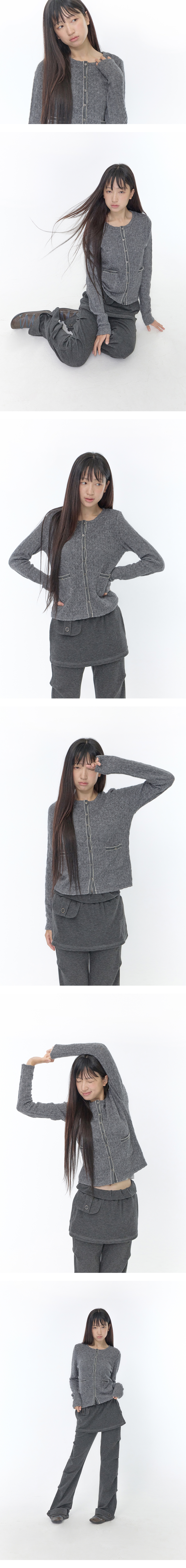 TRIM POINTELLE KNIT CARDIGAN - 2 COLORS CHARCOAL