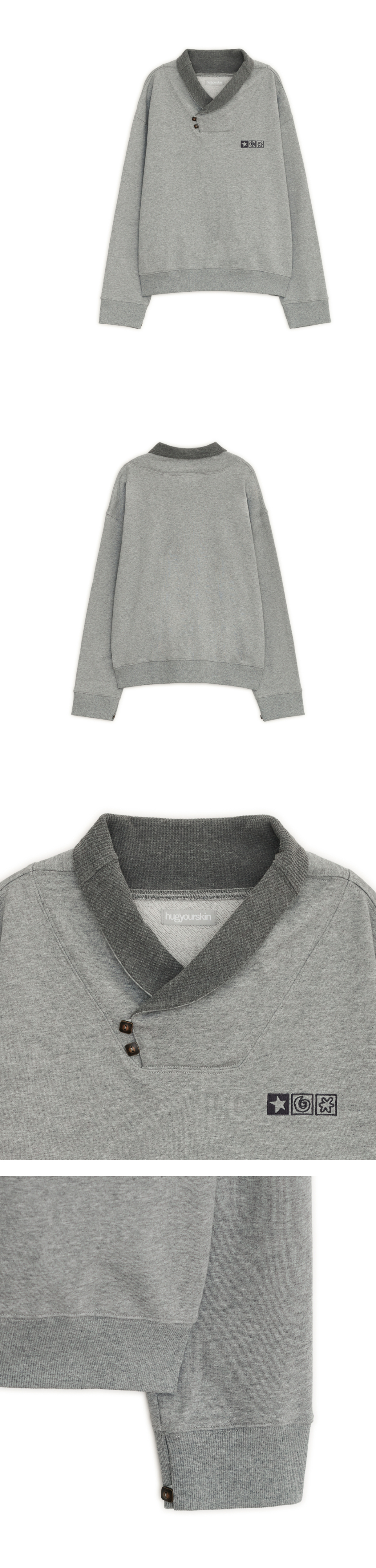 HIGH NECK BUTTON SHIRT - 2 COLORS GREY