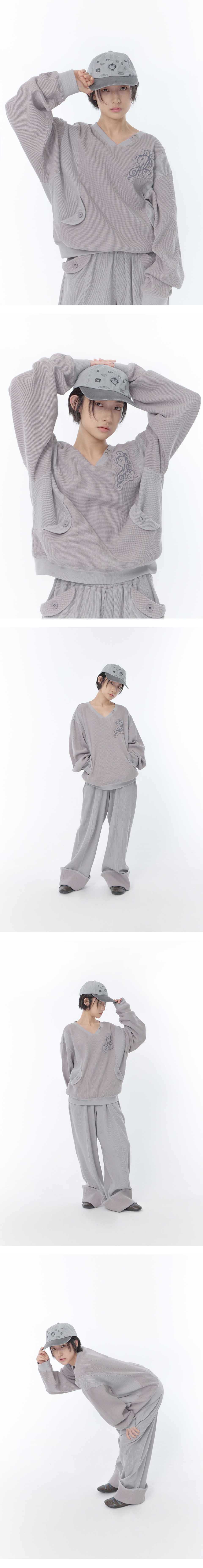 WAFFLE TWO TONE SWEATSHIRT - 2 COLORS GREY