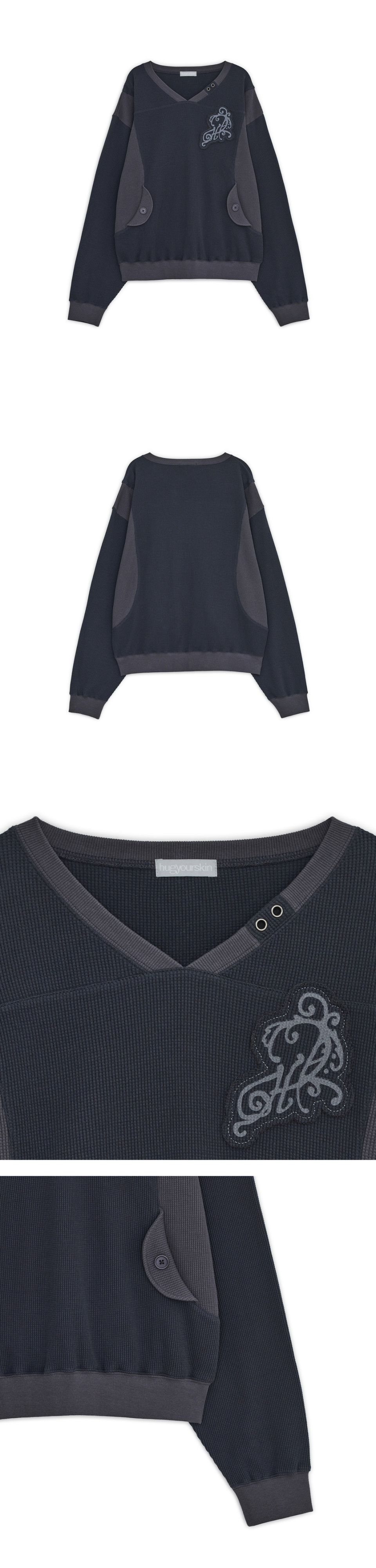 WAFFLE TWO TONE SWEATSHIRT - 2 COLORS NAVY