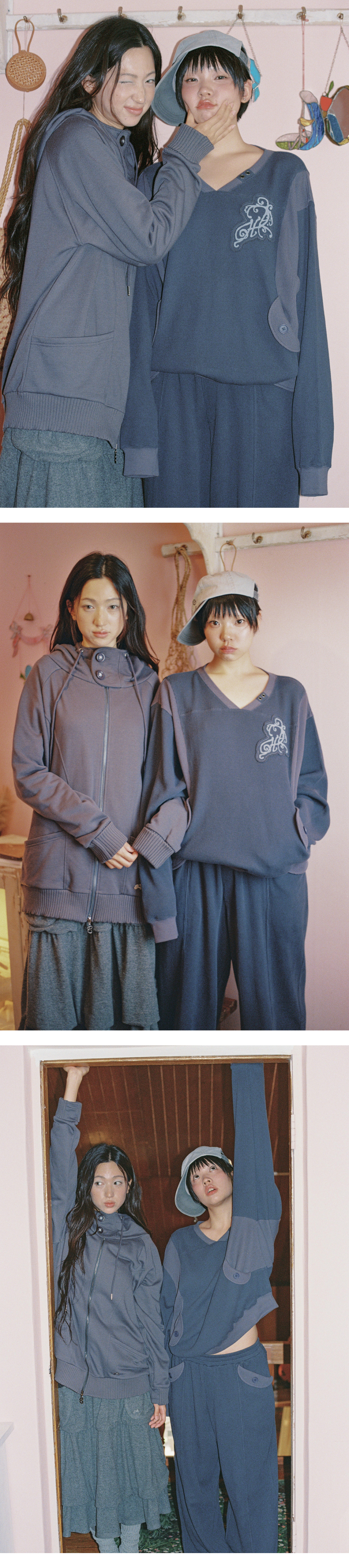 WAFFLE TWO TONE SWEATSHIRT - 2 COLORS NAVY