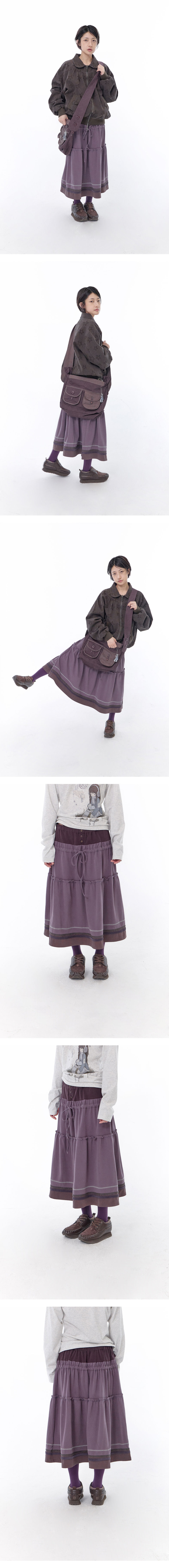 STRING TIERED SKIRT - 2 COLORS PURPLE
