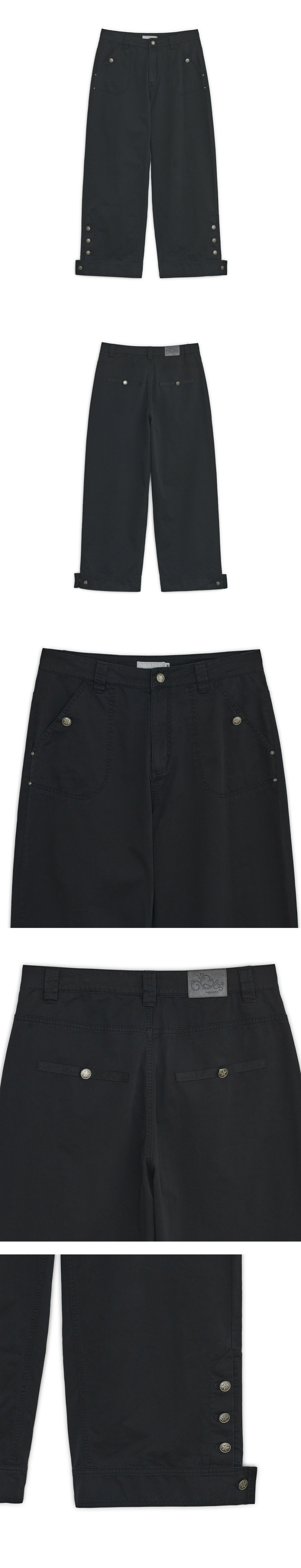 WASHED BUTTON PANTS - 2 COLORS BLACK