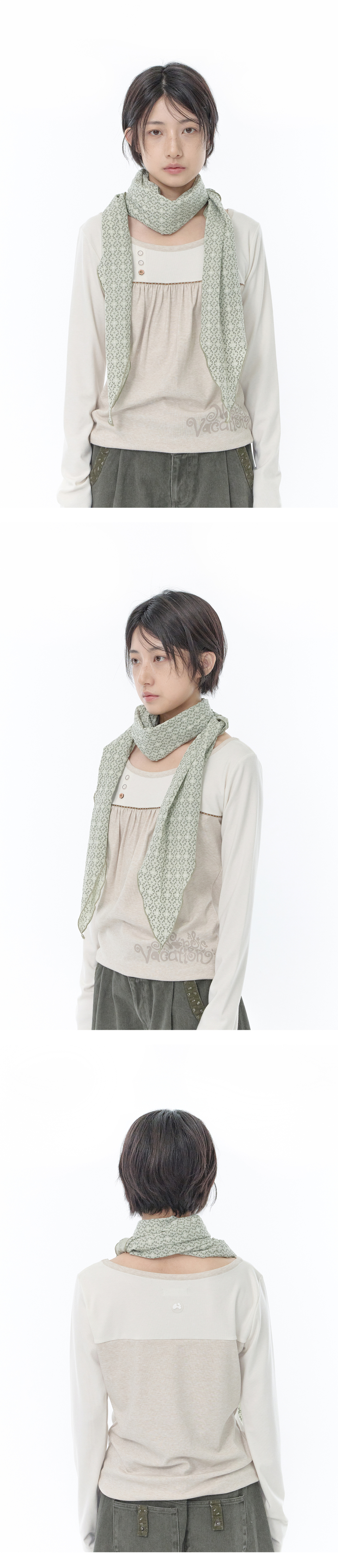 FLOWER SCARF - 2 COLORS KHAKI