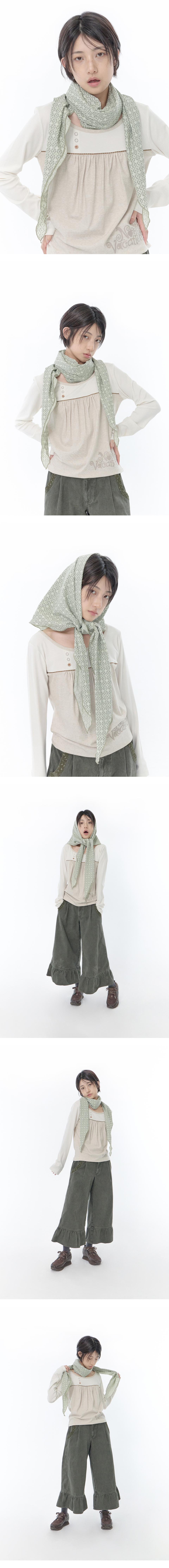 FLOWER SCARF - 2 COLORS KHAKI