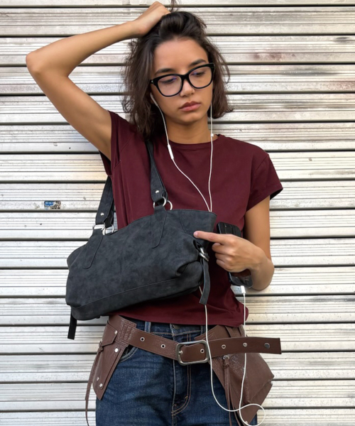 여밈 ranch bag (grunge black) & keyring set