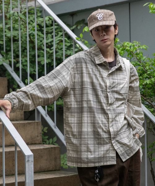 BC Vintage Check Nylon Shirts (Gray) thumbnail 2