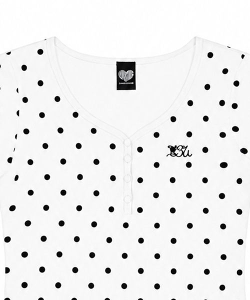 Basic ILOVEU Short Dot Sleeve Tee (White) thumbnail 3