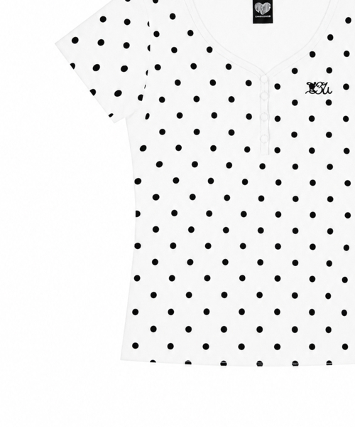 Basic ILOVEU Short Dot Sleeve Tee (White) thumbnail 4