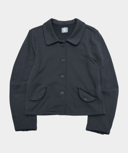 Basic Round Collar Pocket Detail Semi-Cropped Long-Sleeve Button Cotton Short Jacket_3COLOR thumbnail 2
