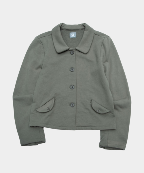 Basic Round Collar Pocket Detail Semi-Cropped Long-Sleeve Button Cotton Short Jacket_3COLOR thumbnail 3
