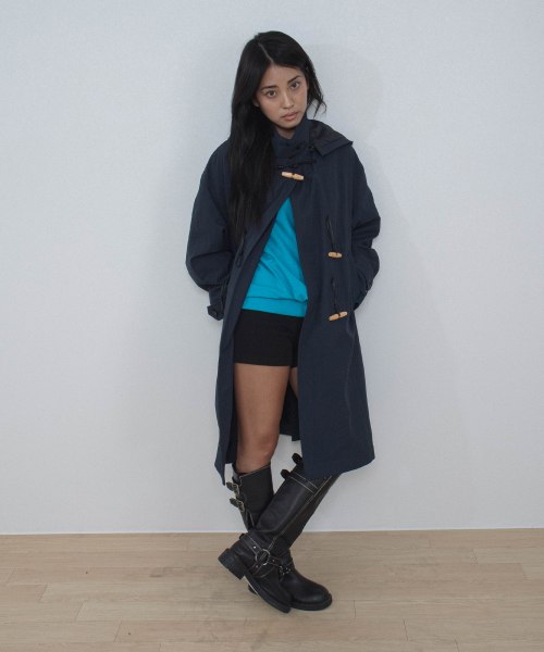 Washable Toggle Button Hooded Duffel Long Coat Jacket NEIB thumbnail 5