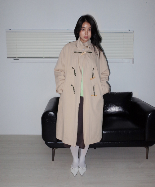 Washable Toggle Button Hooded Duffel Long Coat Jacket in Baby thumbnail 2