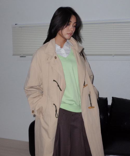 Washable Toggle Button Hooded Duffel Long Coat Jacket in Baby thumbnail 4