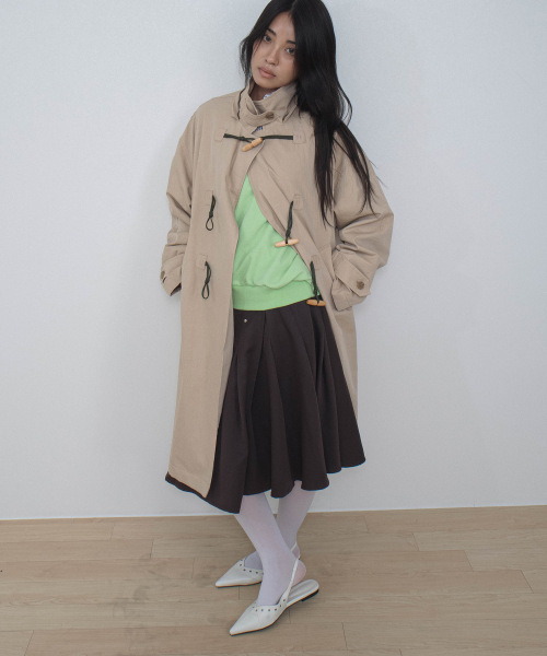 Washable Toggle Button Hooded Duffel Long Coat Jacket in Baby thumbnail 5