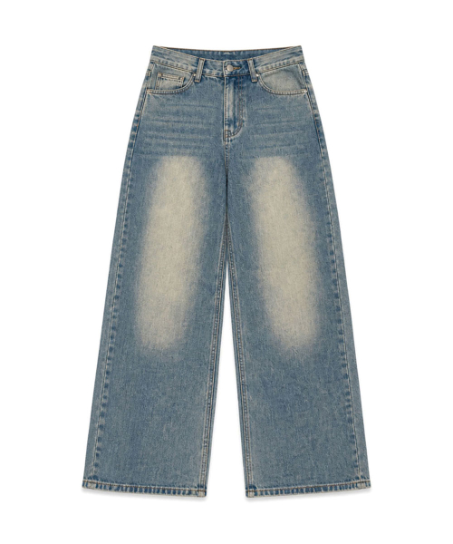 Mibeu Loose Fit Washed Long Wide Denim Pants 1 Color [ANBD_6027] thumbnail 2