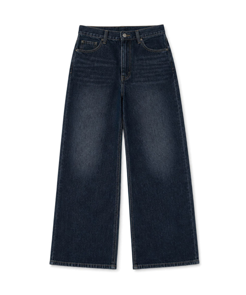 Haon Loose Fit Washed Long Wide Denim Pants 1 Color [ANBD_6037] thumbnail 2