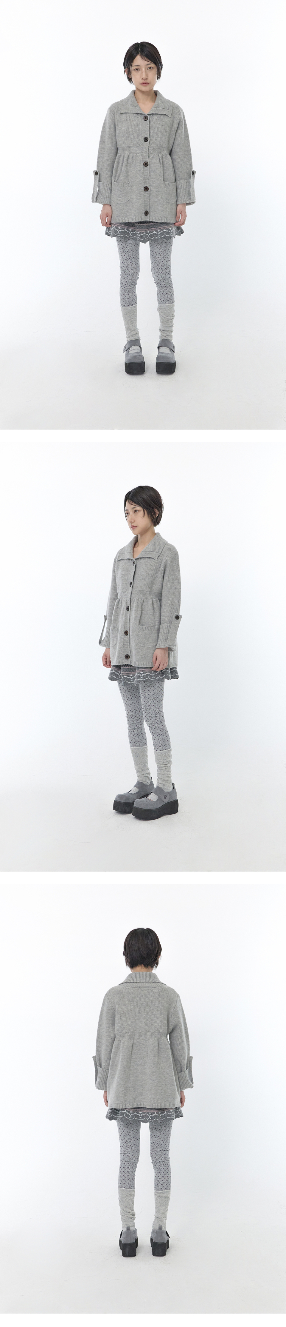 KNIT FLAP CARDIGAN - 2 COLORS GREY