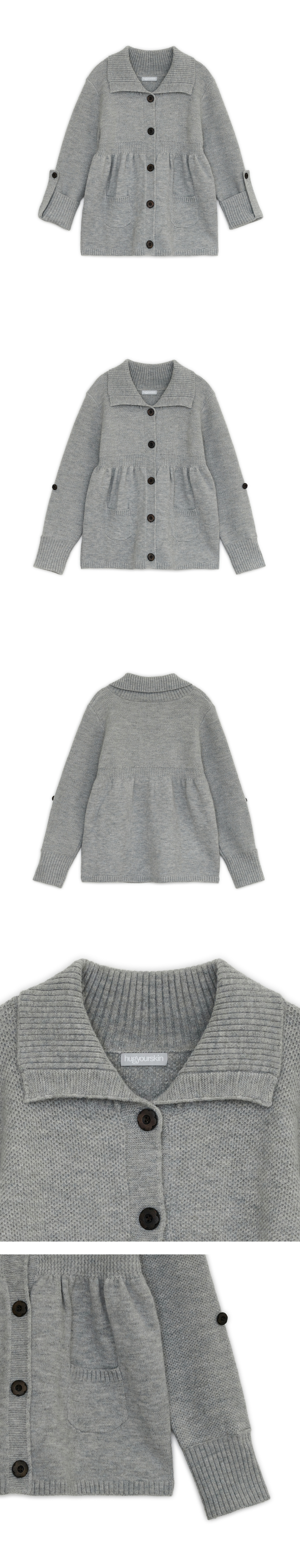 KNIT FLAP CARDIGAN - 2 COLORS GREY