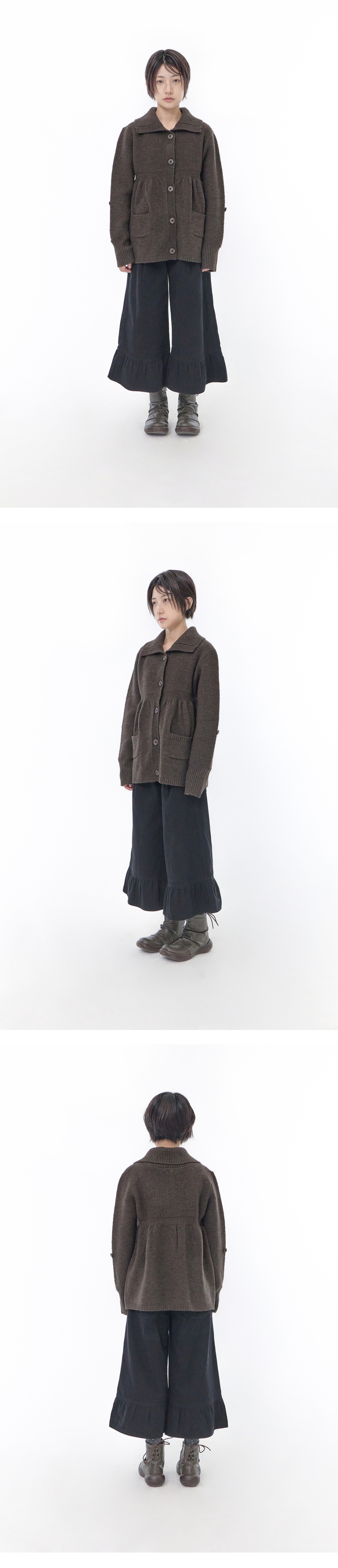KNIT FLAP CARDIGAN - 2 COLORS BROWN