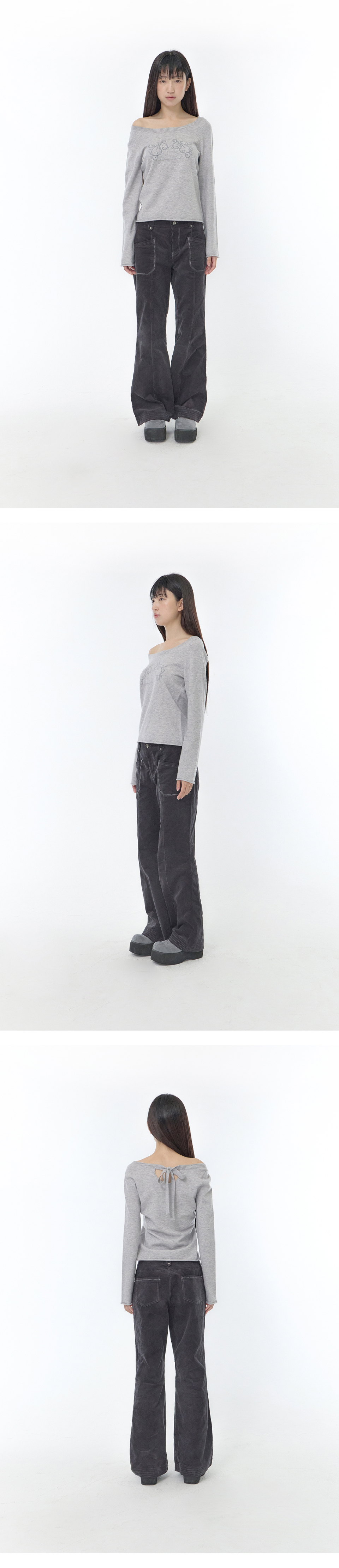 BAG RIBBON KNIT TOP - 2 COLORS MELANGE GREY